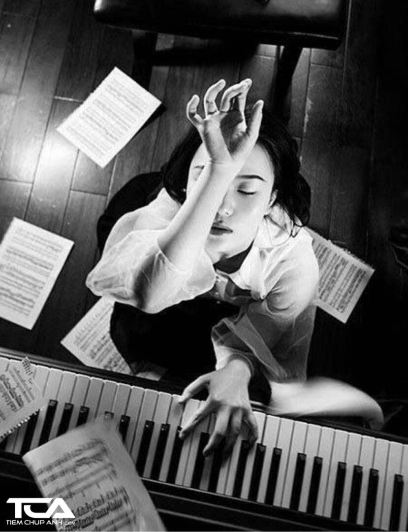 chụp ảnh với piano