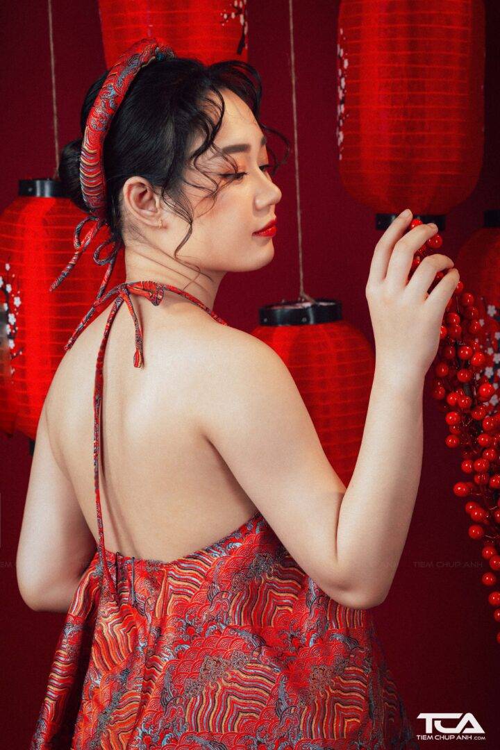 trang trí chụp ảnh tết tại nhà