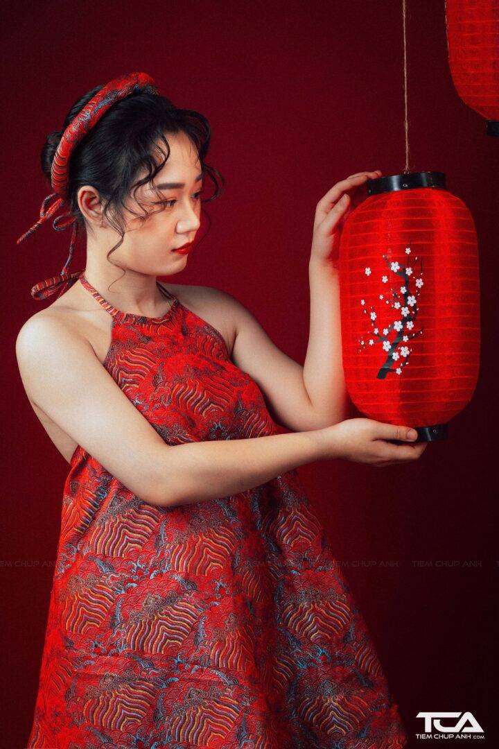 trang trí góc chụp ảnh tết tại nhà