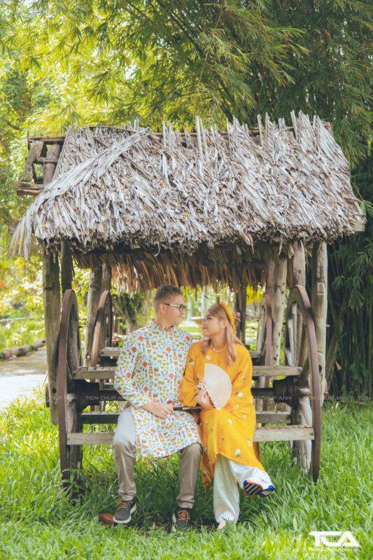 chụp hình tết với áo dài